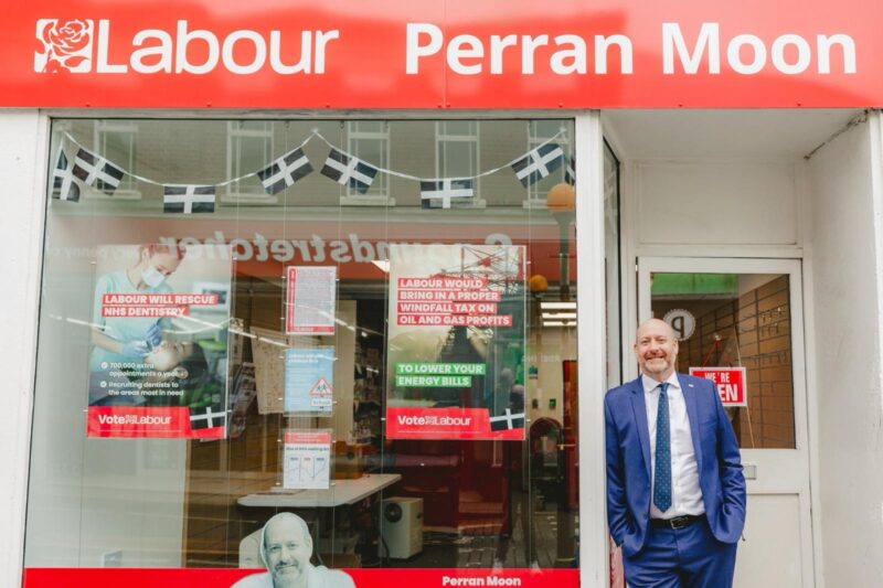 Perran Moon outside the new Labour office